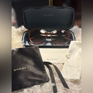 Gucci Dark Brown Sunglasses Full Inclusion NEW